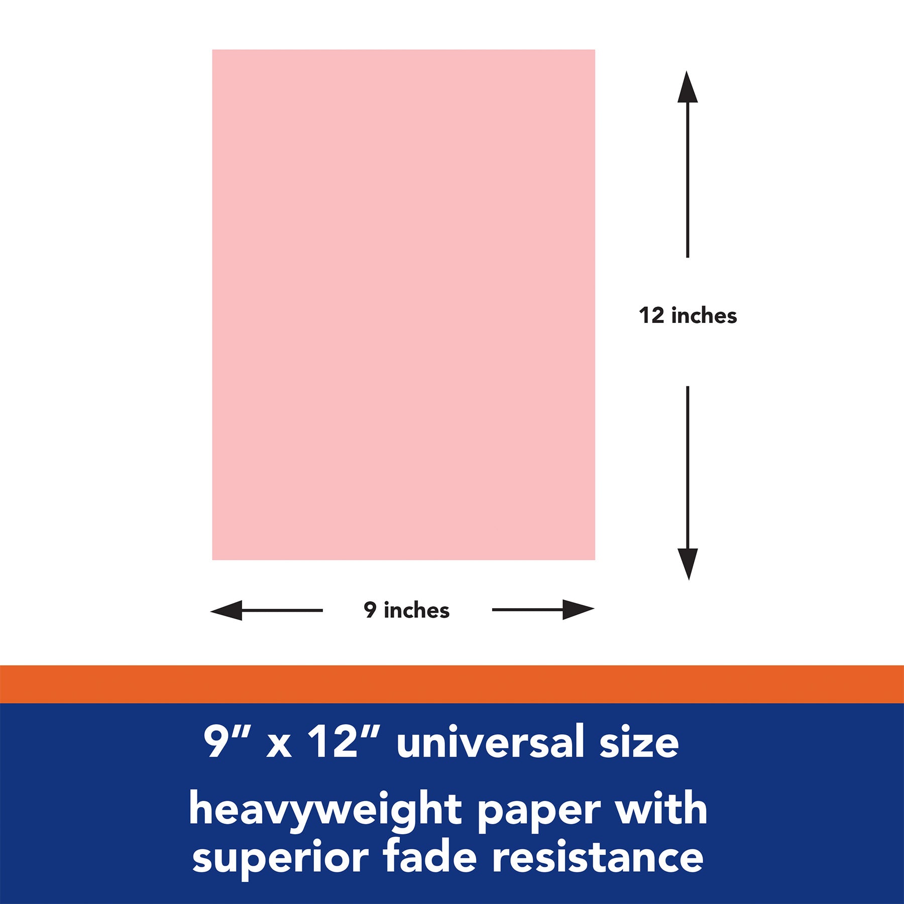 Construction Paper, Heavyweight, Pink, 9" x 12", 50 Sheets