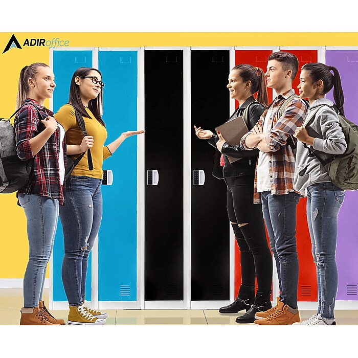 72" H x 12" W  Single Tier Steel Storage Locker with Digital Lock, Black, Pack of 4