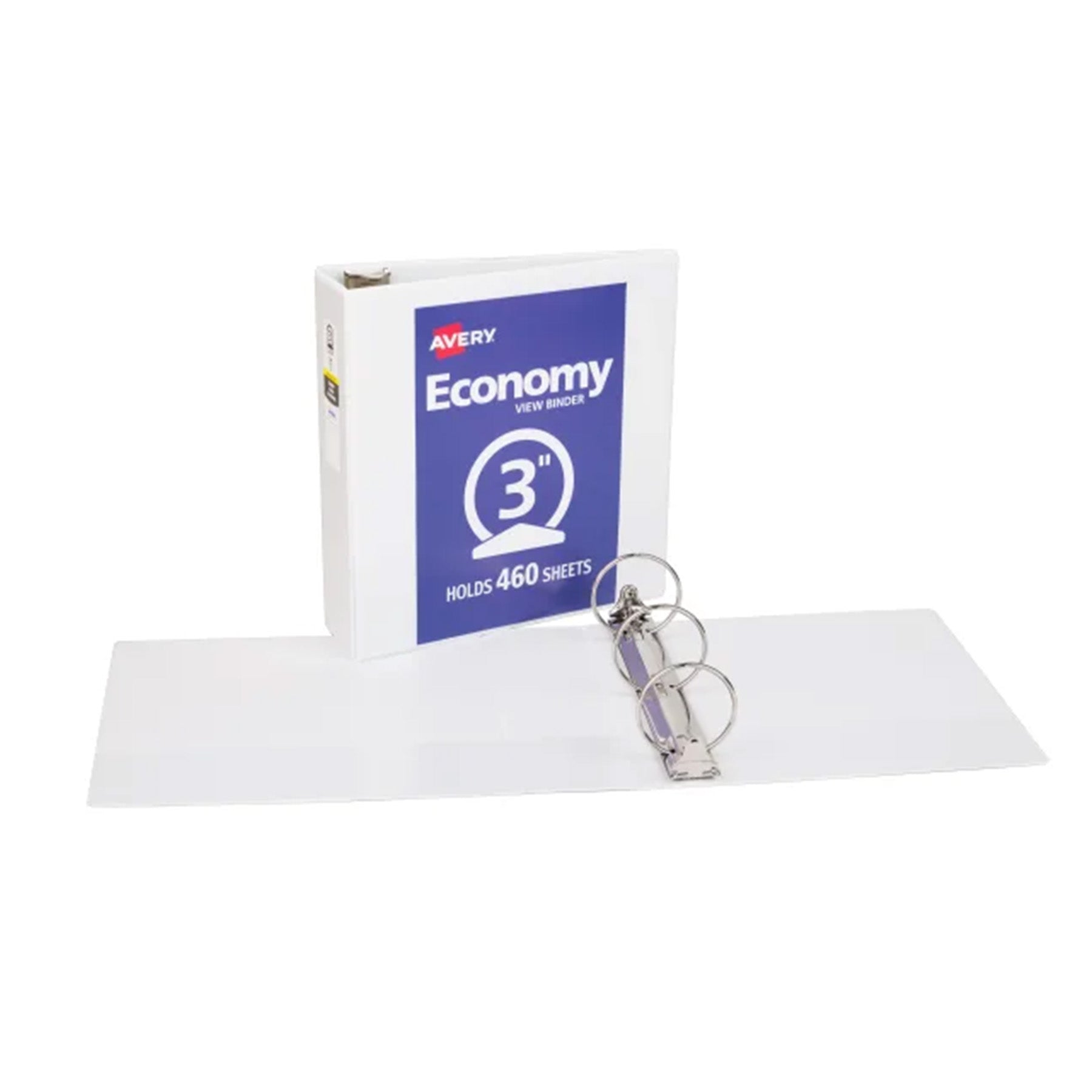 Economy View Binder, 3" Capacity, White