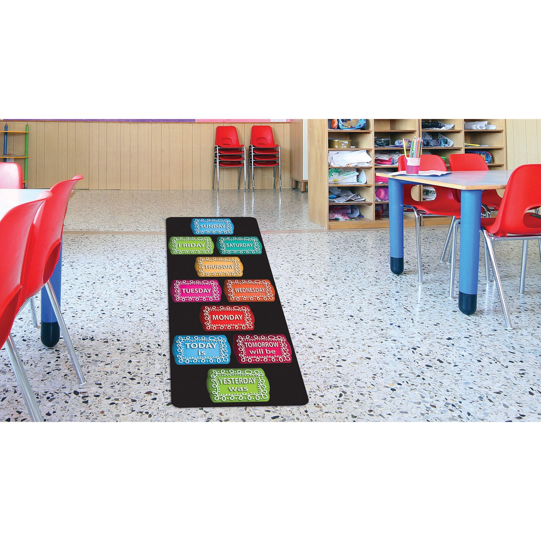 Smart Poly™, The Original Fun Mat™, Mat Runner, 15.5" x 47", Days of the Week, Chalk Loop