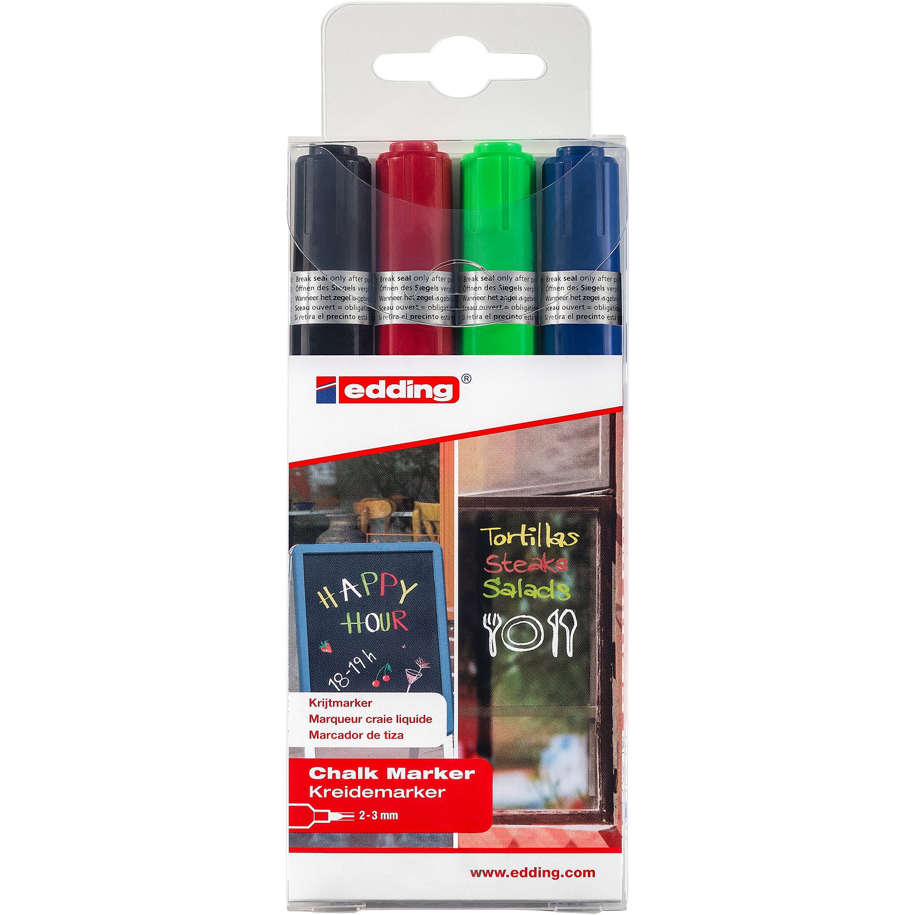 edding 4095 Chalk Marker - Set of 4 - Assorted