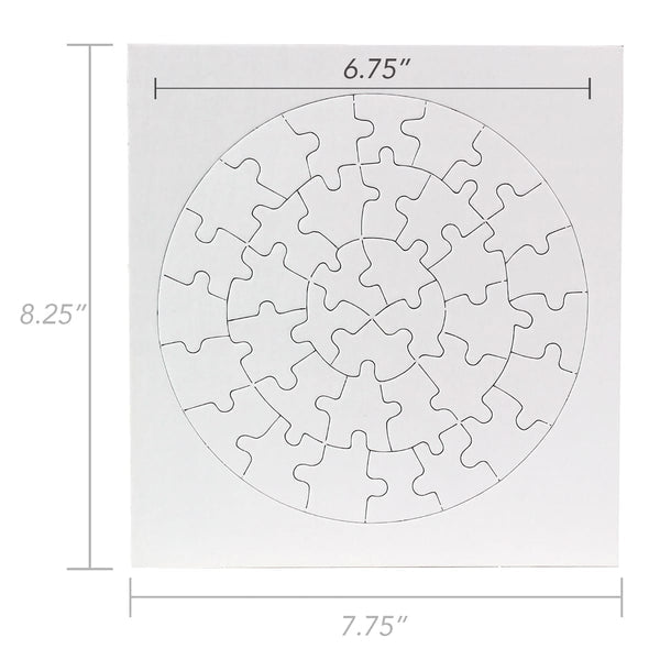 Color Your Own Puzzles - 6 ct, Round, Frame 7.75" x 8.25", Puzzle 6.75" diameter, 36 pcs per puzzle