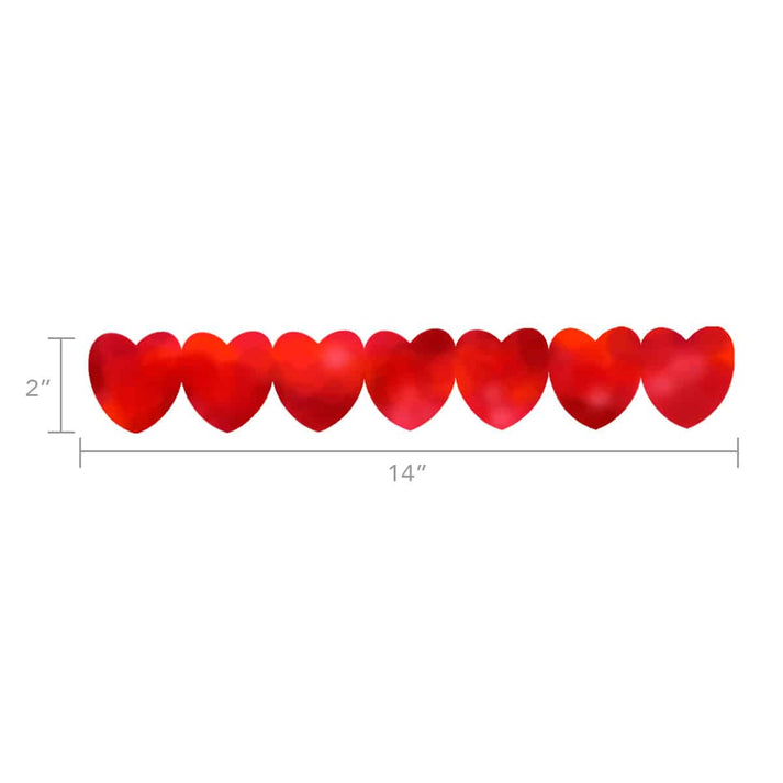 Sticker Strips - 35 per pack - 2" Metallic Hearts, 5 Strips of Red Hearts