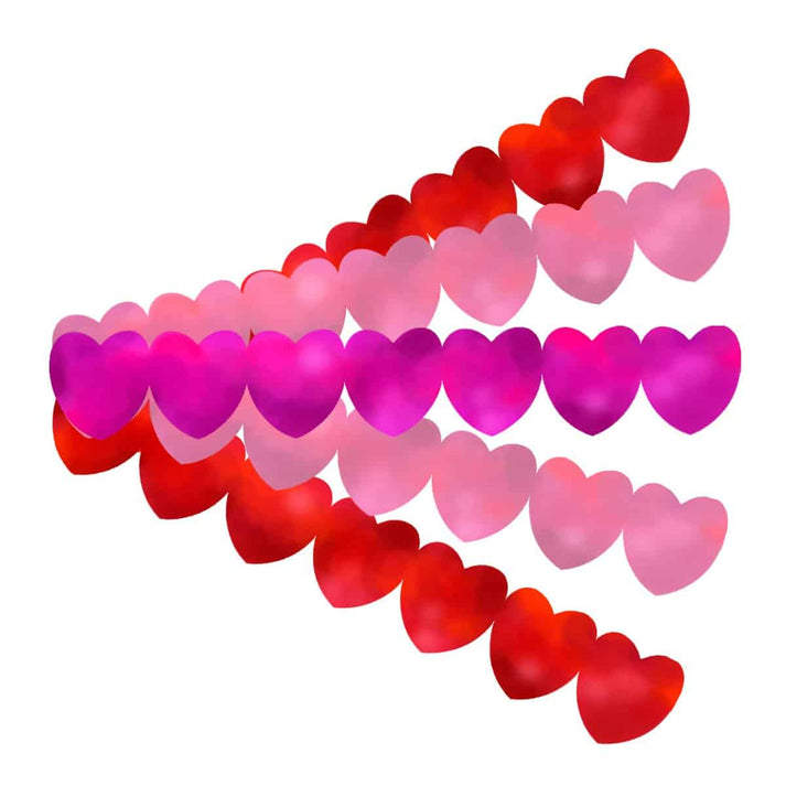Sticker Strips - 35 per pack - 2" Metallic Hearts, 2 Red, 2 Pink, 1 Magenta