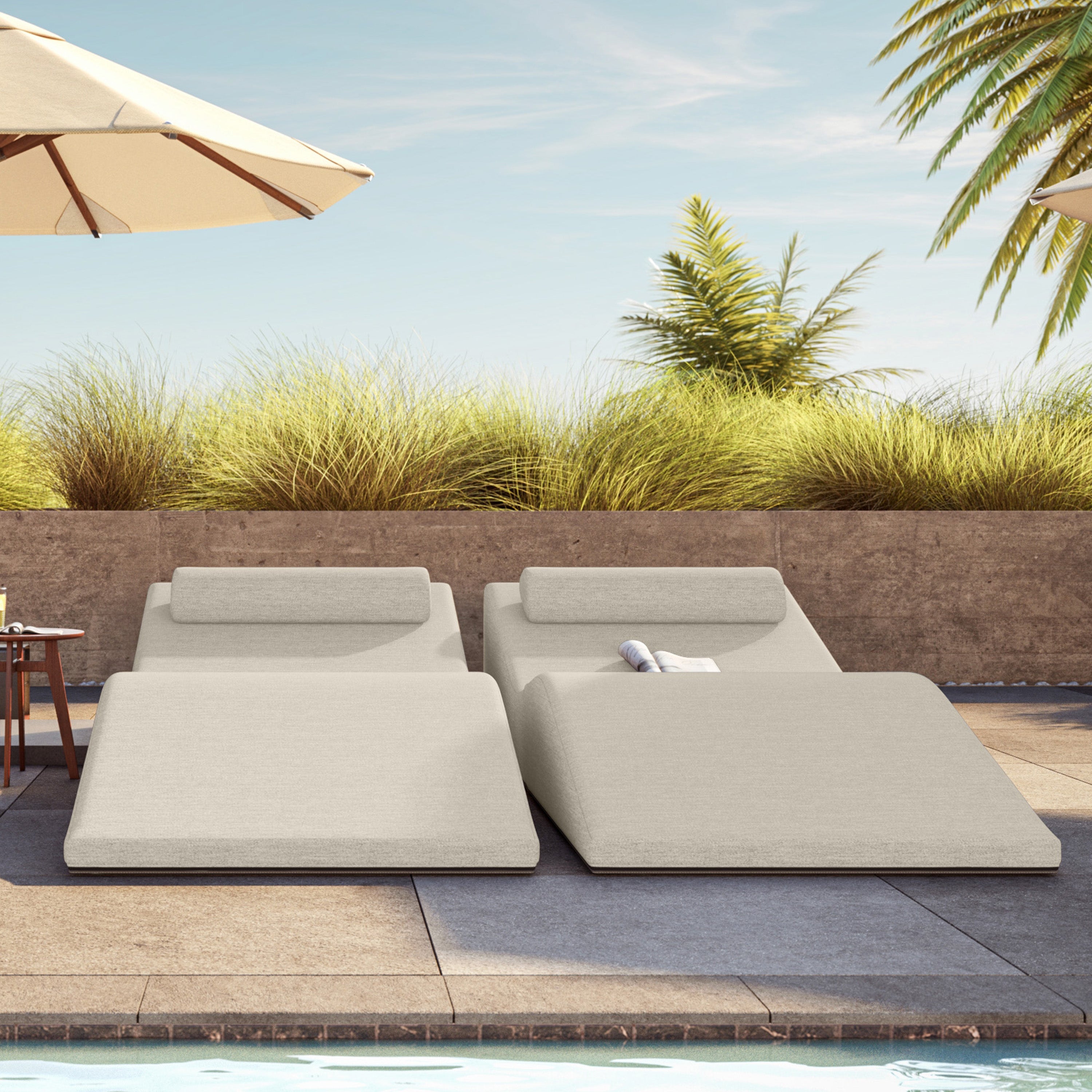 Jaxx Clermont Sun Lounger - Luxurious Waterproof Poolside Lounge & Outdoor Chaise - Sunbrella Flax