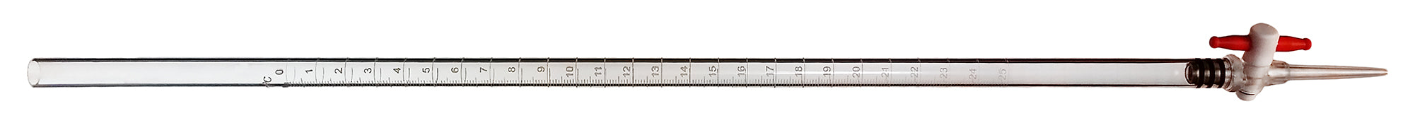 Burette Acrylic 25ml capacity with interchangeable stopper.