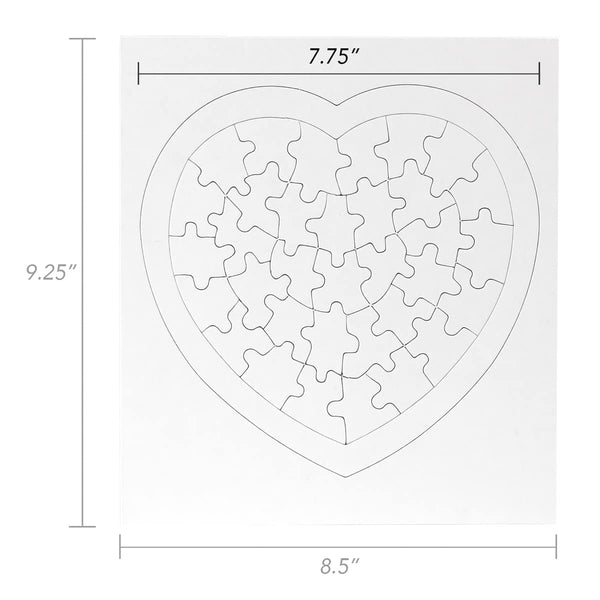 Blank Puzzle - 34pcs, 8.5"x9.5", Heart Shape - 100 puzzles w/ frame