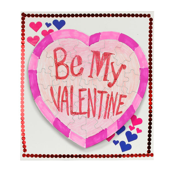 Blank Puzzle - 34pcs, 8.5"x9.5", Heart Shape - 8 puzzles w/ frame, w/ envelope