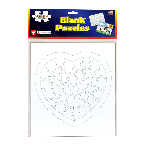 Blank Puzzle - 34pcs, 8.5"x9.5", Heart Shape - 100 puzzles w/ frame