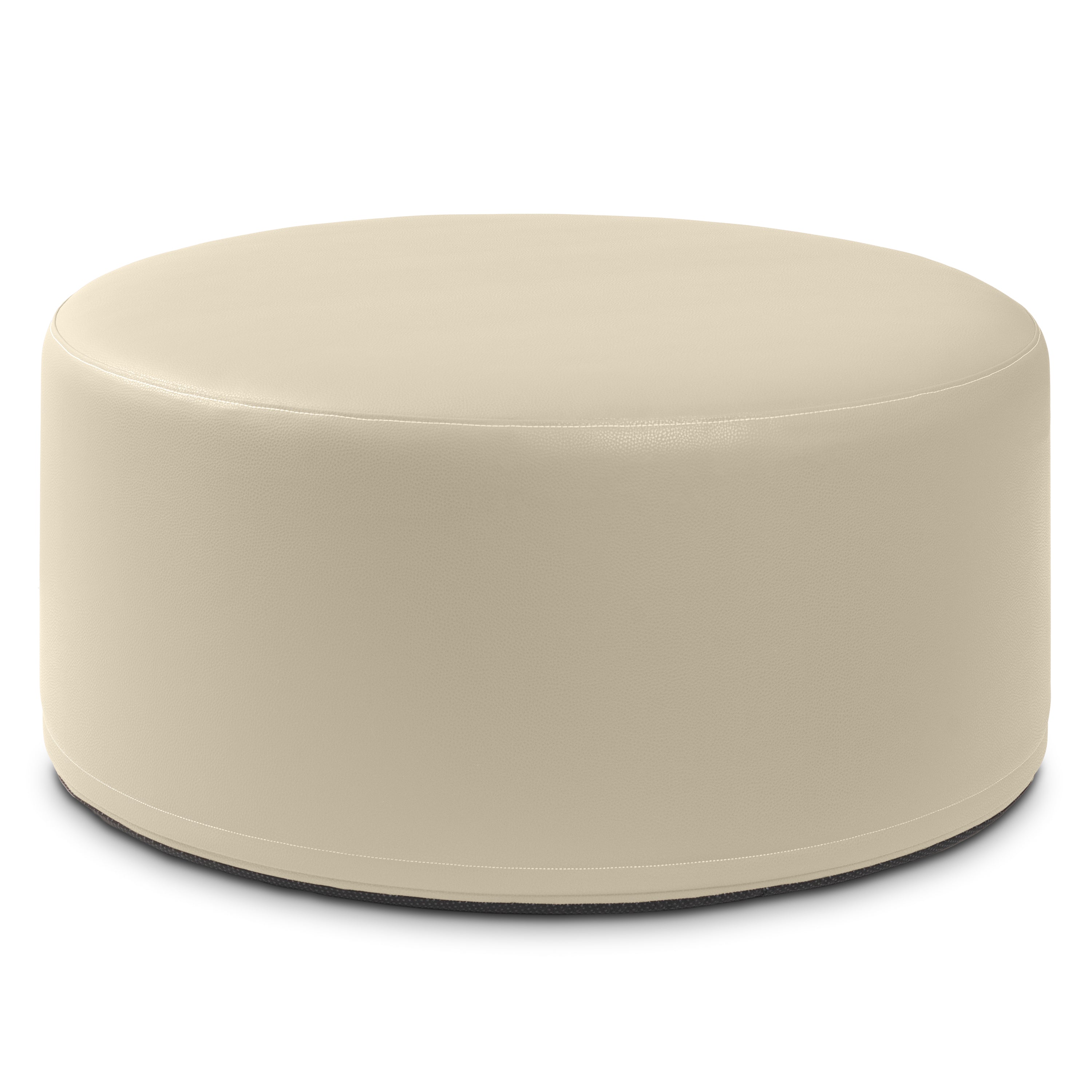 Jaxx Candler Round Couch Ottoman – Oversized Giant Coffee Table Ottoman - Versatile Firm Foam Construction - Kid Safe with Removable Cover, 36”, Premium Faux Leather, Natural