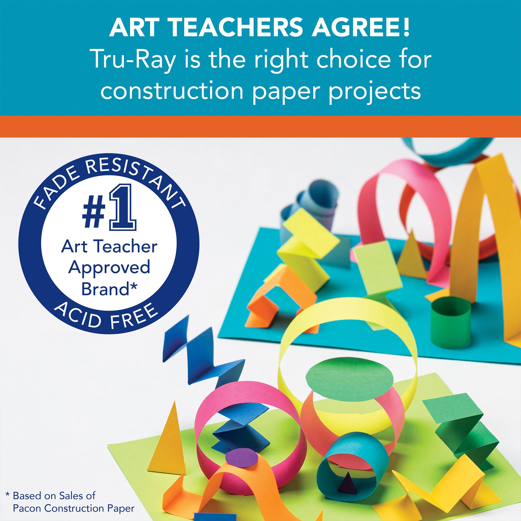 Construction Paper, Heavyweight, Electric Orange, 9" x 12", 50 Sheets