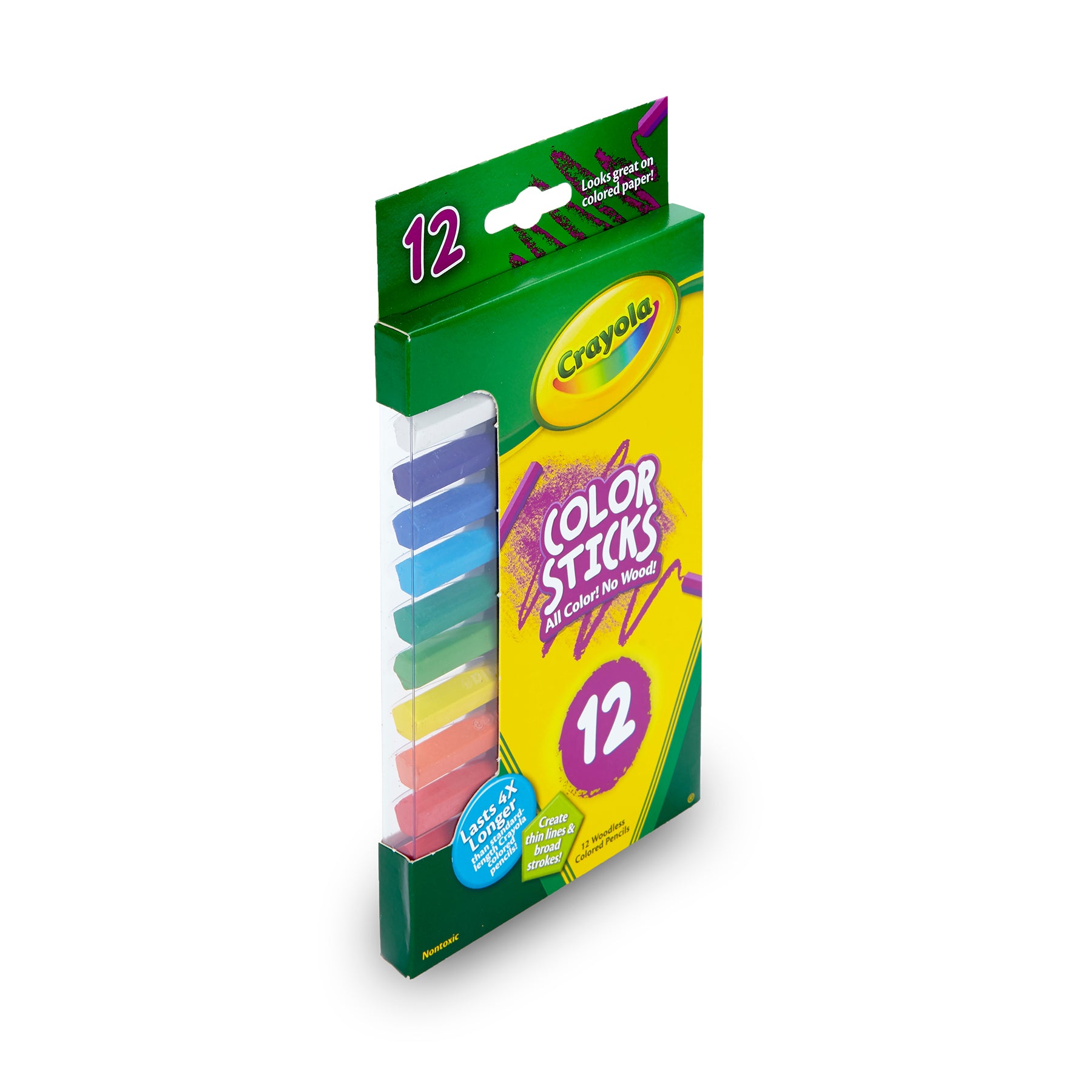 Color Sticks, Woodless Colored Pencils, 12 Count