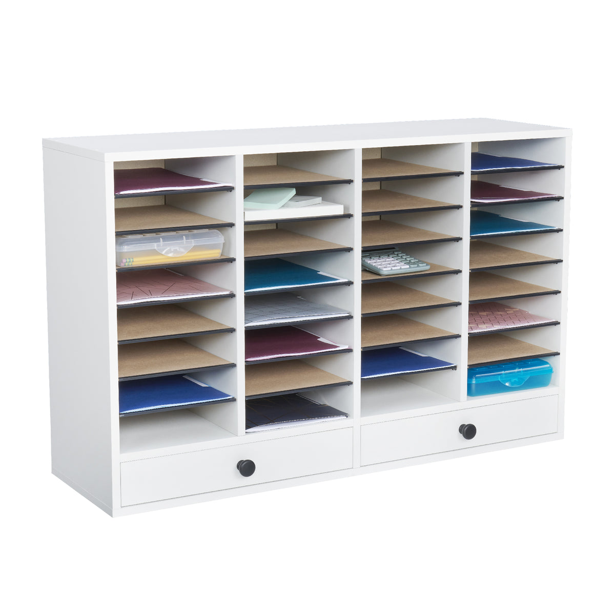 Orgnzr Wood W Drwr 32 Comp Gry