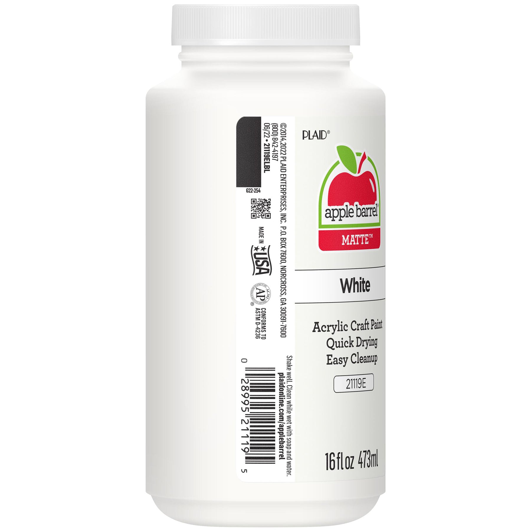 Acrylic Paint Matte, 16oz., White