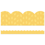 Grow Together Yellow with Painted Dots Scalloped Borders, 39 Feet