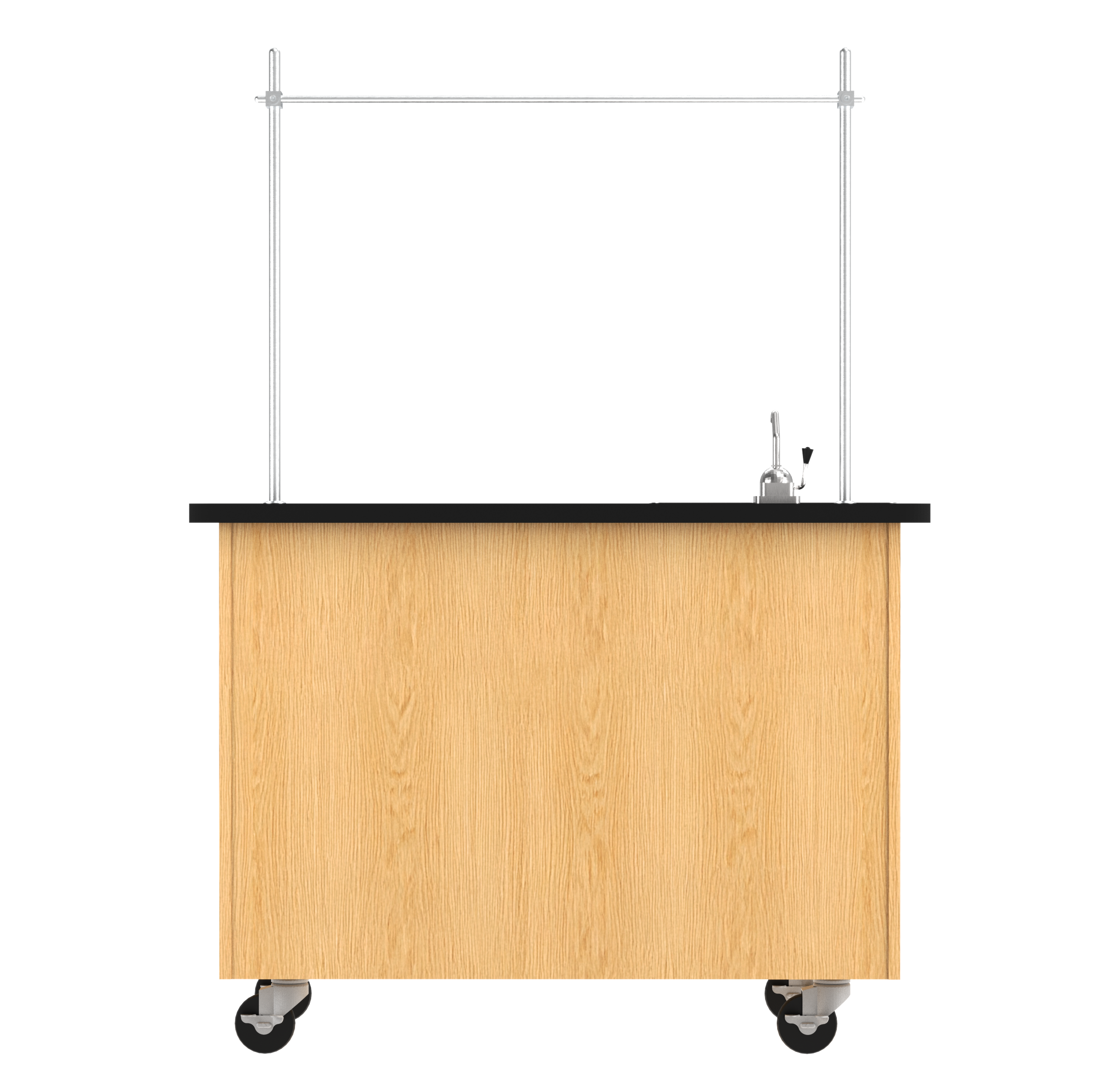 Kinetic Mobile Demo Center with Sink & 2 Sliding Doors - Red Oak, 48"W x 24"D x 36"H