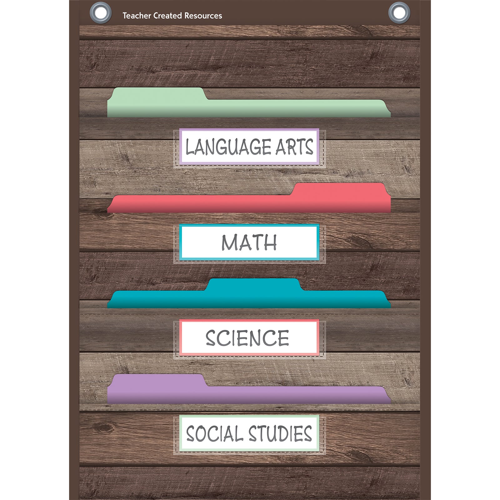 Dark Wood 10 Pocket File Storage Pocket Chart (14" x 58")