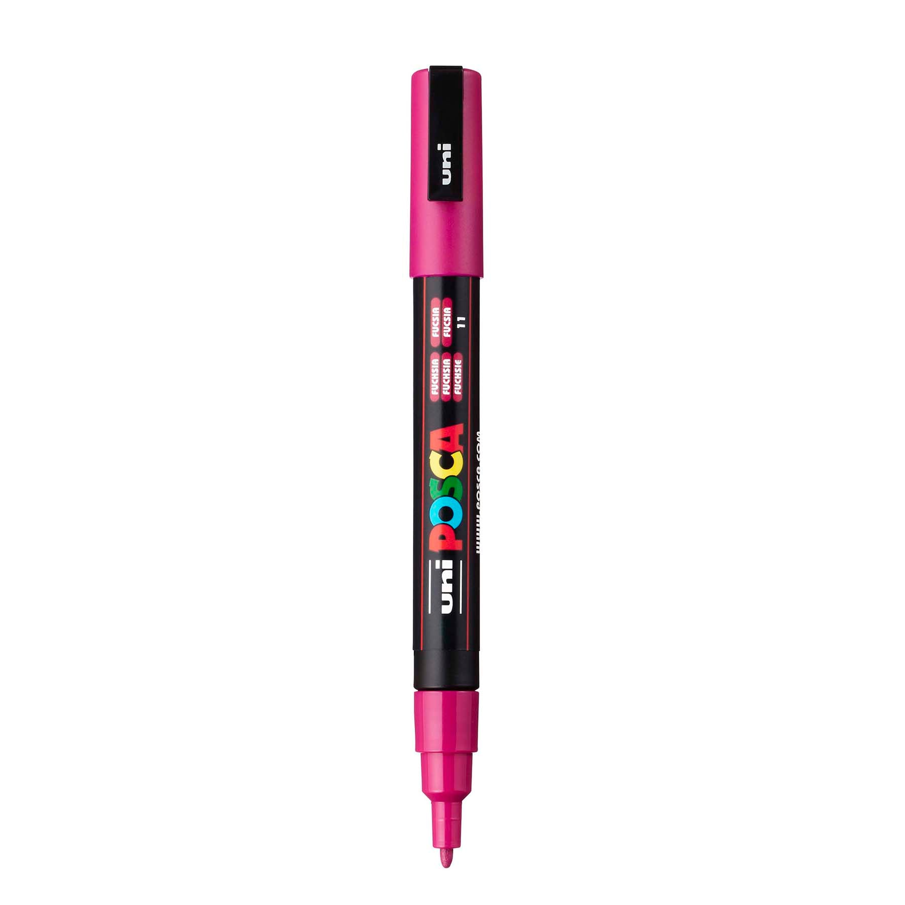 uni® POSCA PC-3M Water-Based Paint Markers, Reversible Fine Tip (0.9-1.3mm), Fuchsia