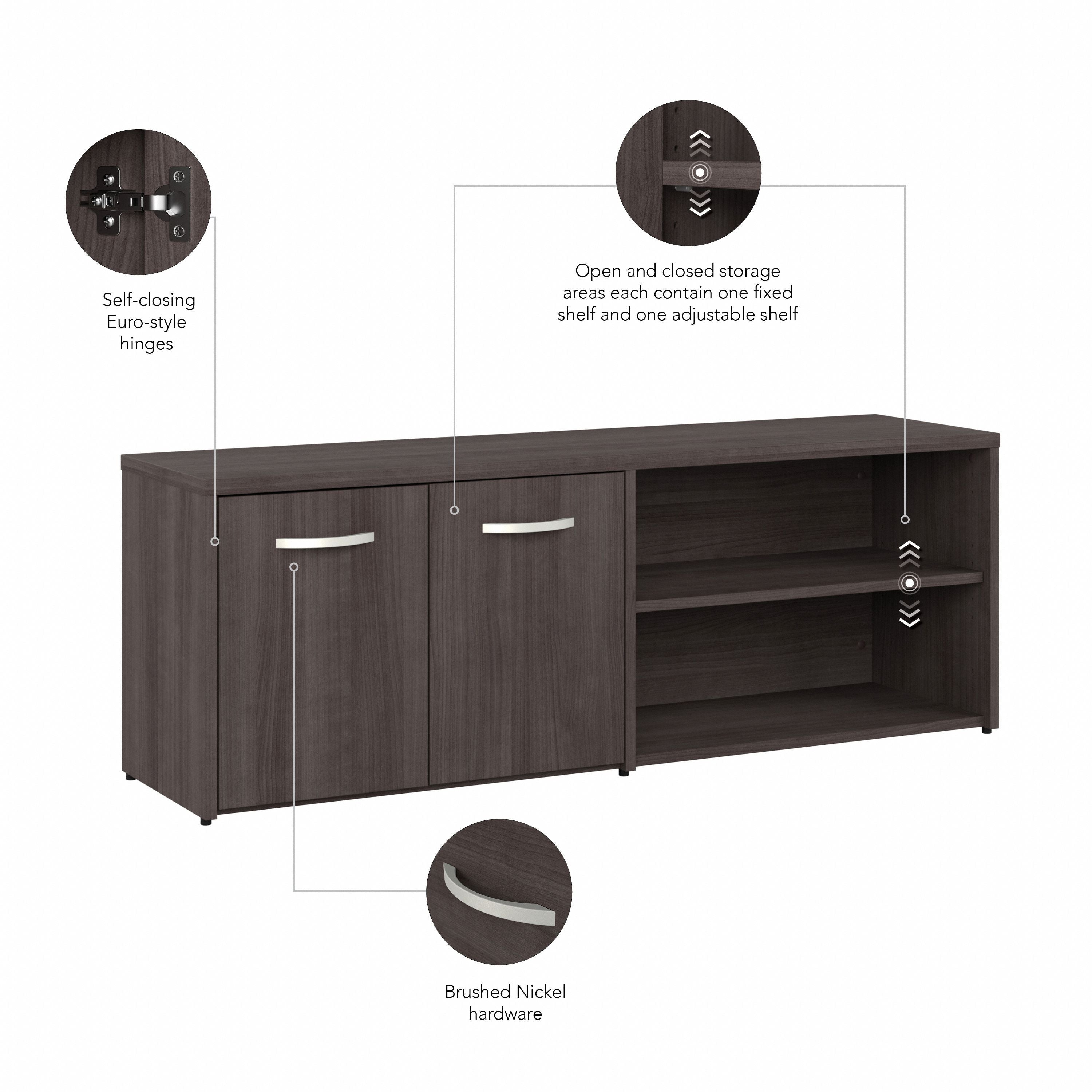 Bush Business Furniture Studio C Low Storage Cabinet with Doors and Shelves in Storm Gray - 59.17" Width x 15.71" Depth x 21.2" Height