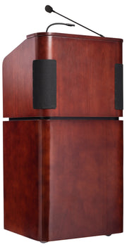Oklahoma Sound® Tabletop & Base Combo Sound Lectern, Surface Color: Mahogany/Walnut, Frame Color: