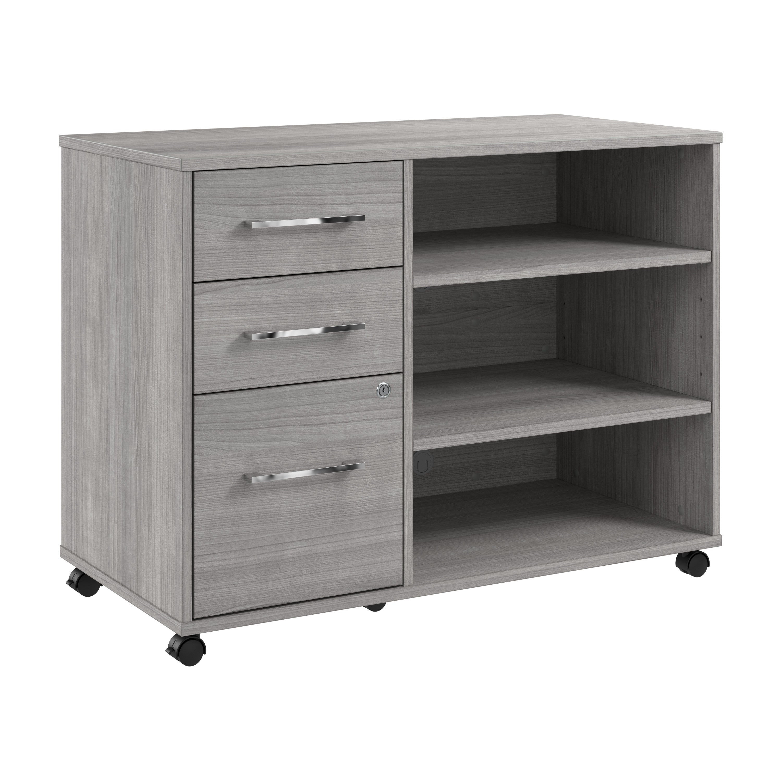 Bush Business Furniture Hustle Rolling Storage Cabinet with Drawers and Shelves in Platinum Gray - Assembled - 39.61" Width x 19.61" Depth x 29.96" Height