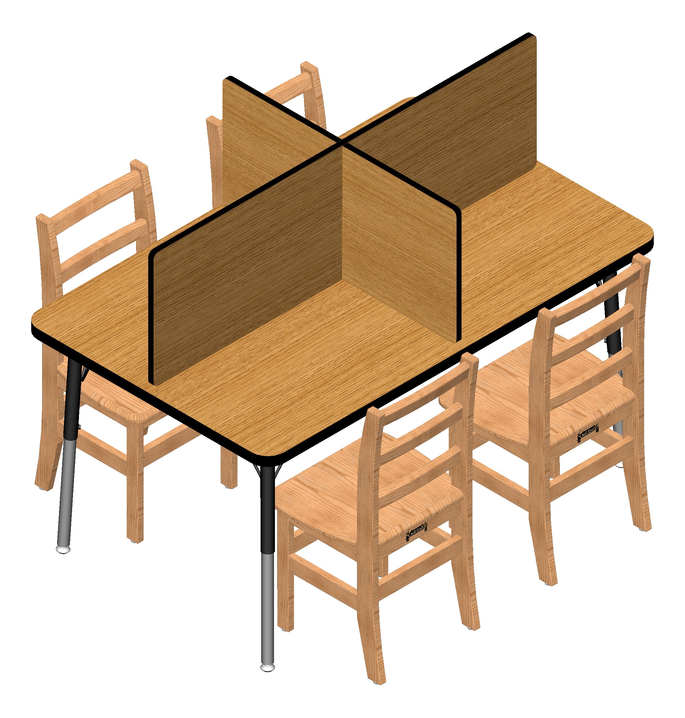Berries® Study Carrel - 4 Carrels - Small - Oak/Black
