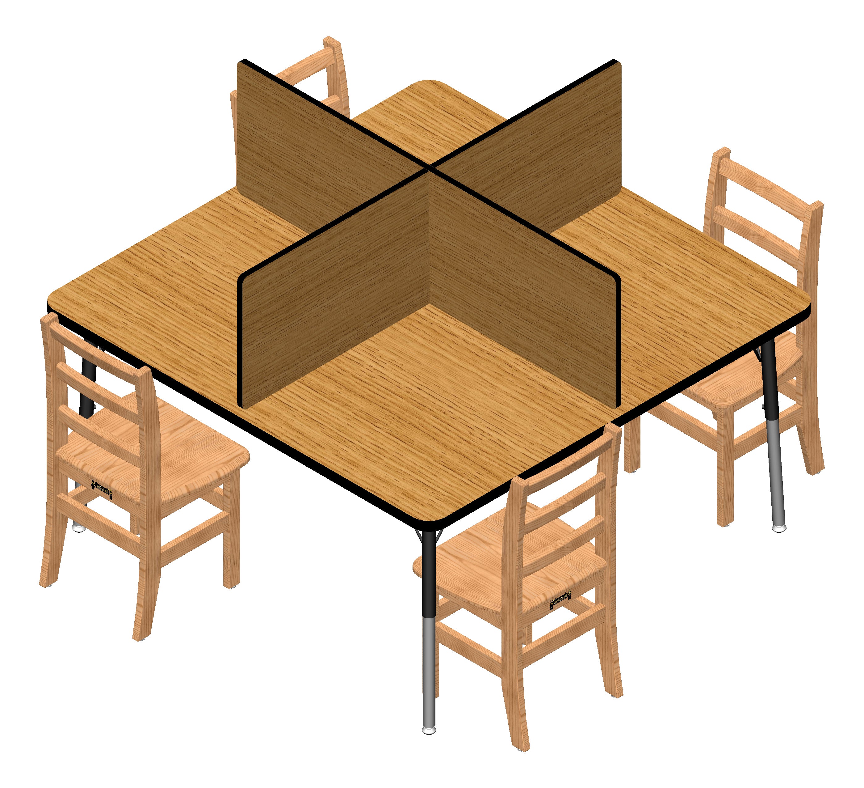 Berries® Study Carrel - 6 Carrels - Large - Oak/Black