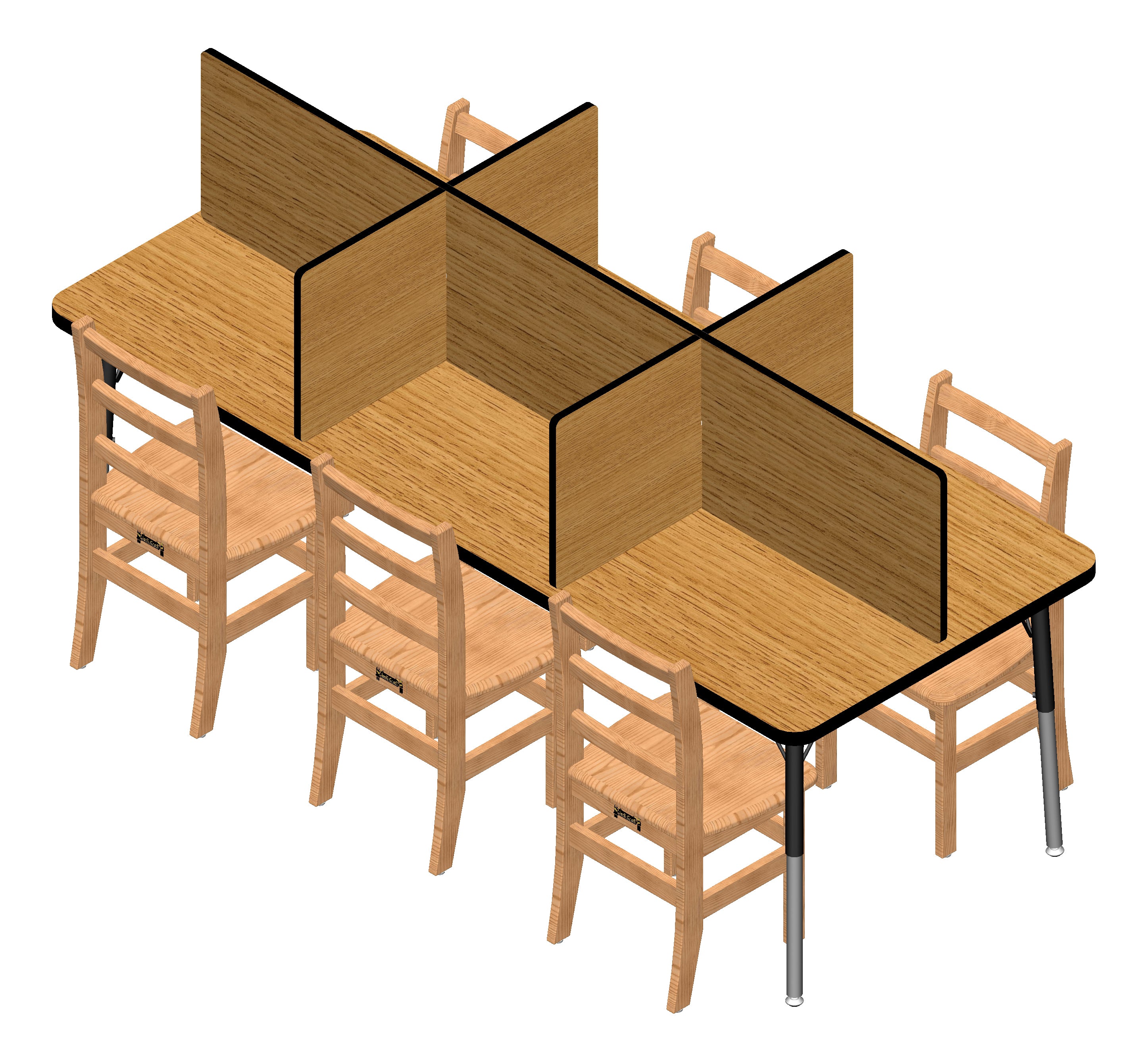 Berries® Study Carrel - 4 Carrels - Small - Oak/Black