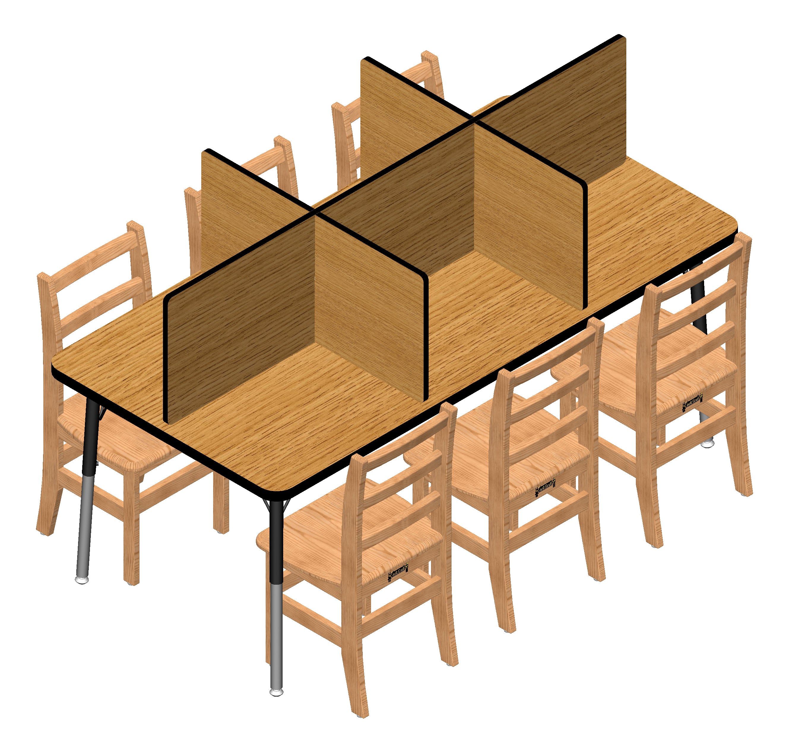 Berries® Study Carrel - 4 Carrels - Large - Oak/Black