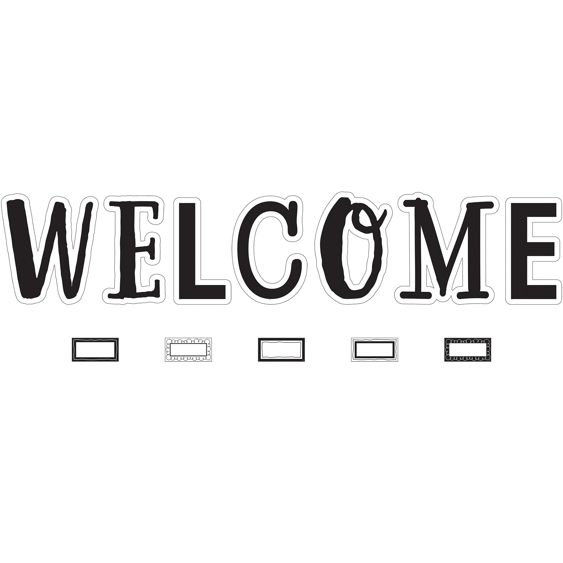 Black and White Welcome Bulletin Board Set, 49 Pieces