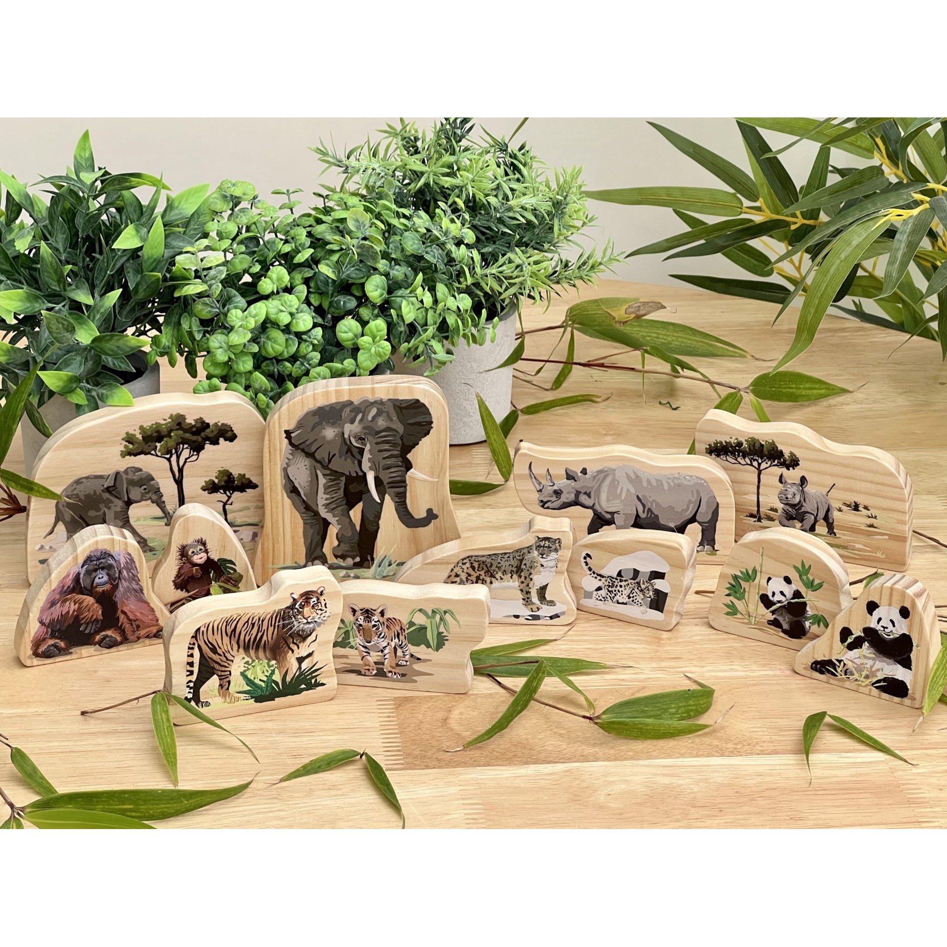 Endangered Animal Families Wooden Characters