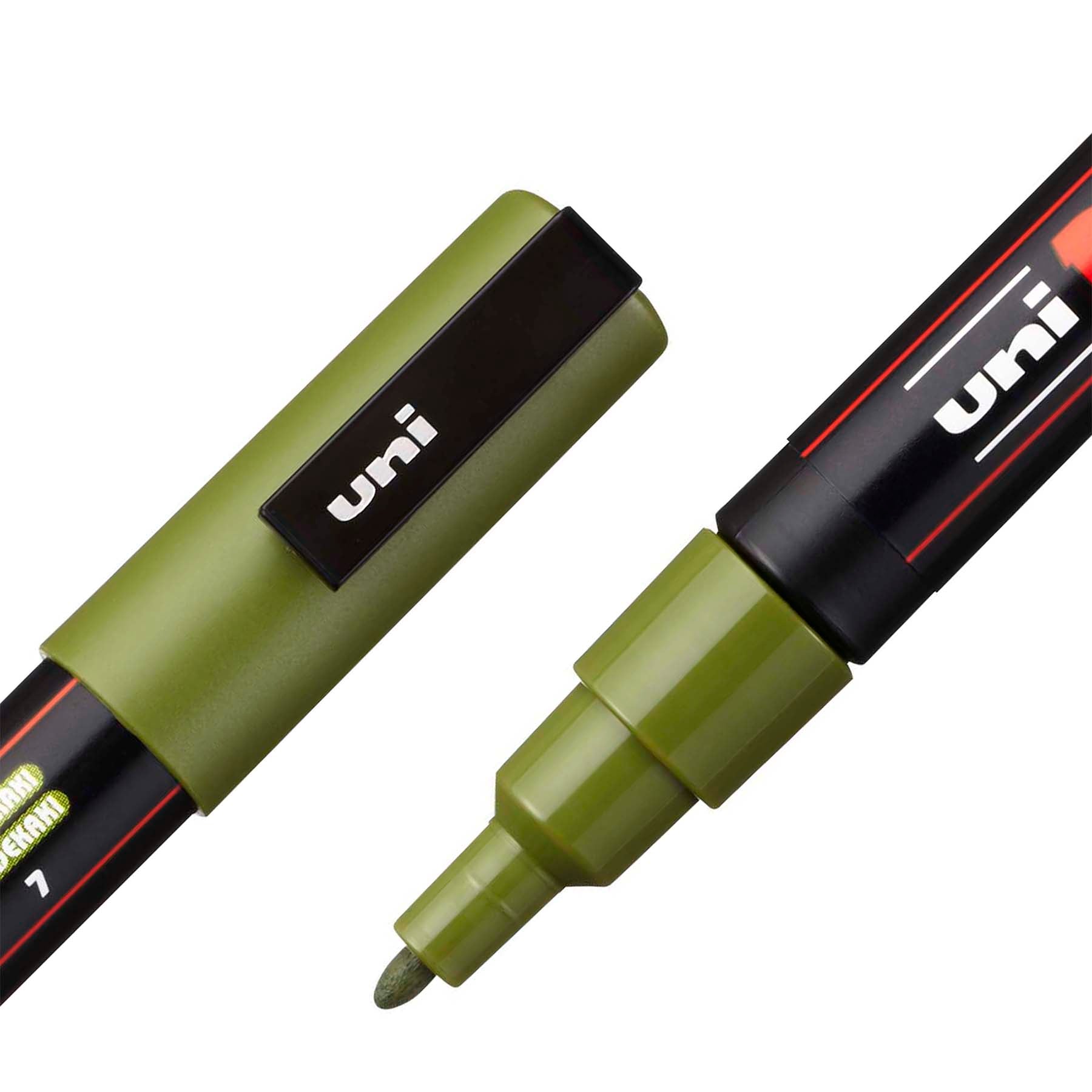 uni® POSCA PC-3M Water-Based Paint Markers, Reversible Fine Tip (0.9-1.3mm), Khaki Green