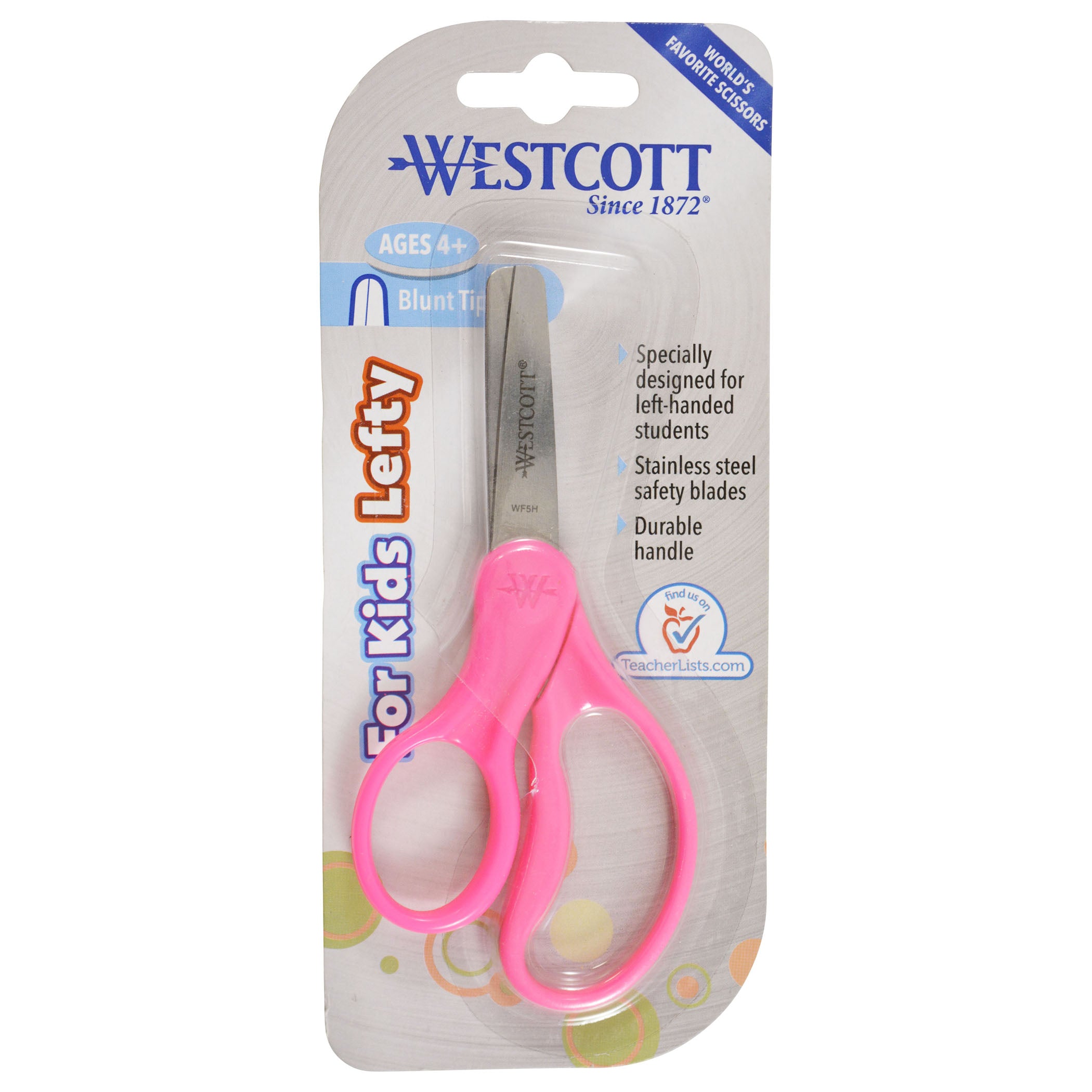 5" Lefty Hard Handle Kids Scissors, Blunt, Assorted Colors (No Color Choice)