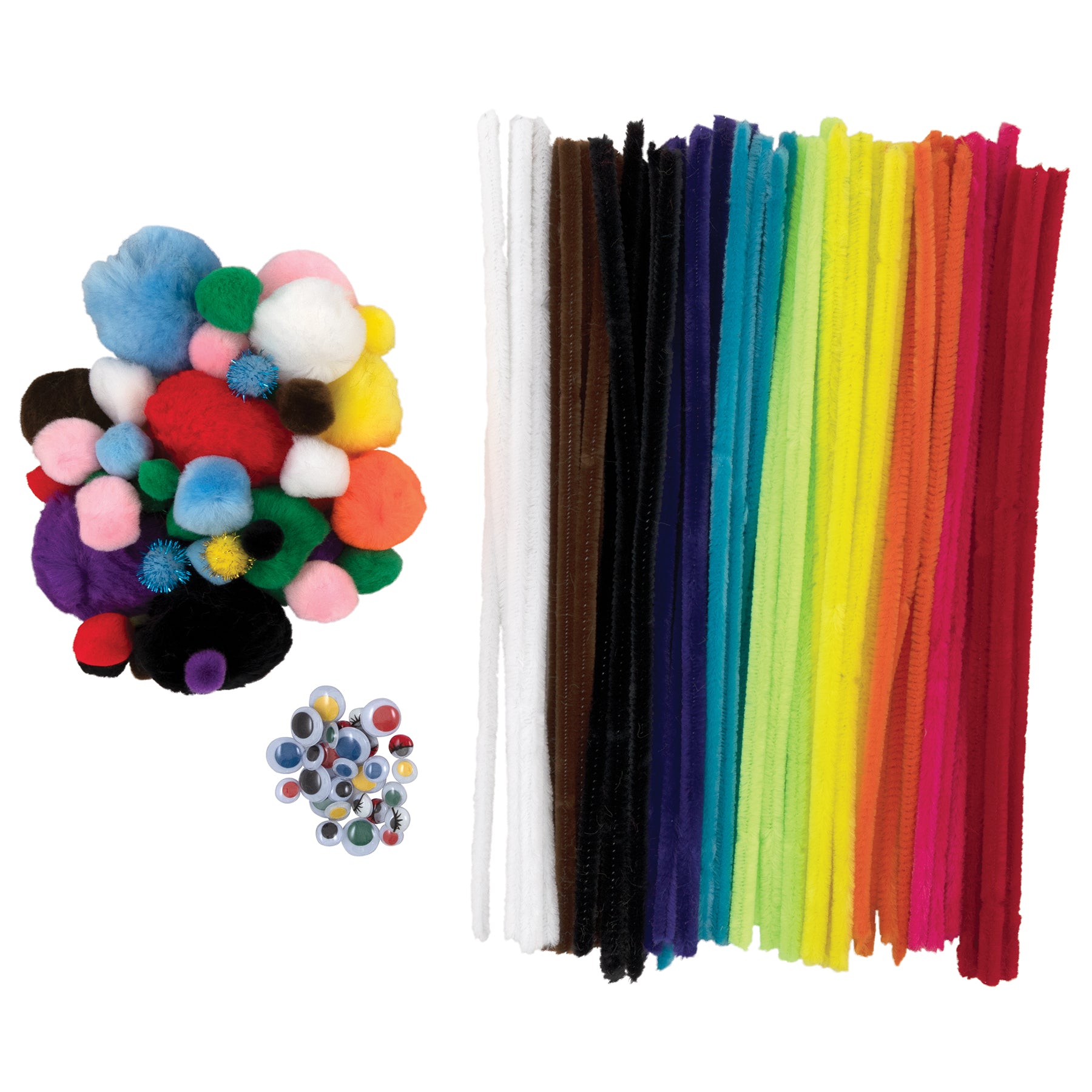 Craft Pack, Stems, Poms, Wiggle Eyes, 131 Pieces