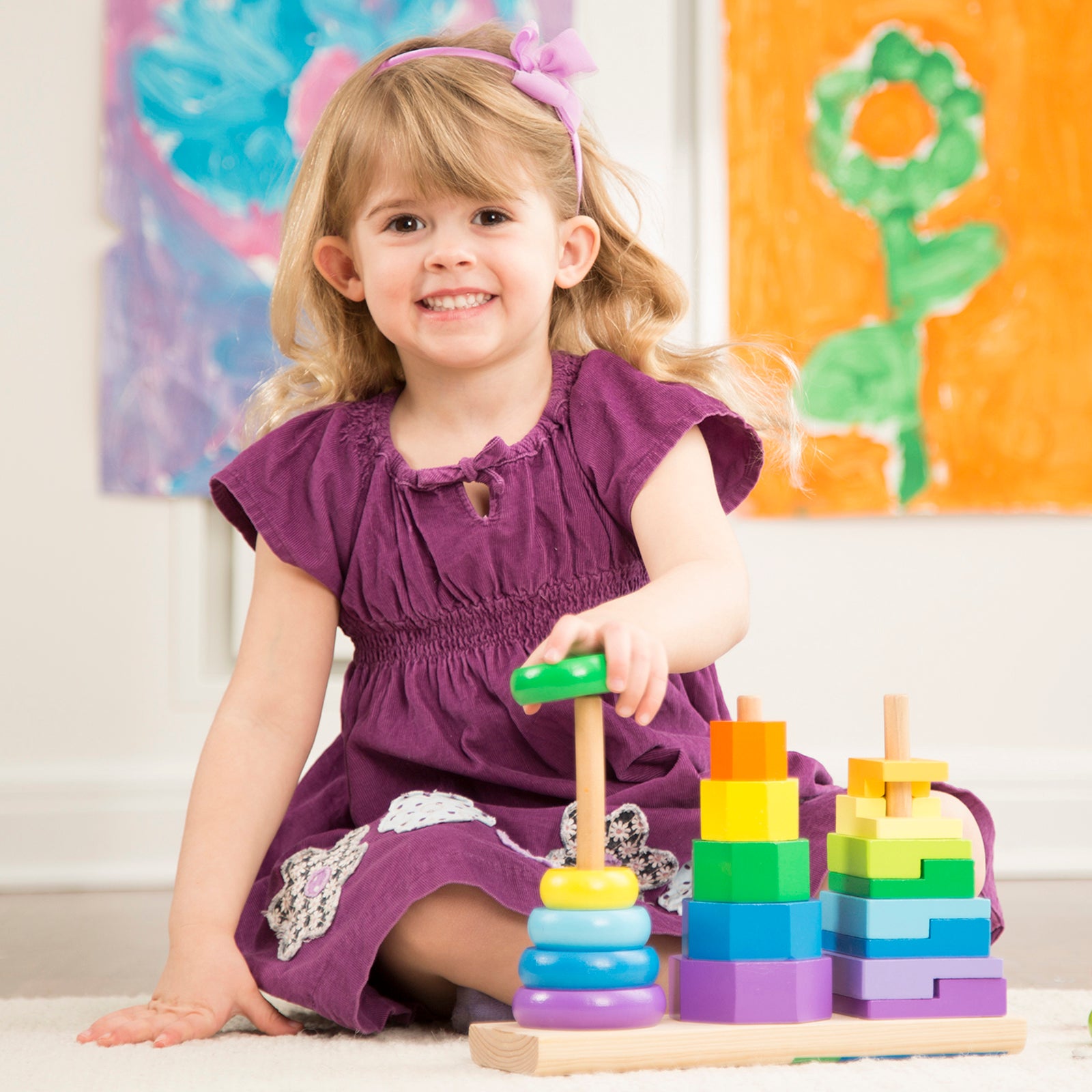 Geometric Stacker Toddler Toy, 25 Pieces