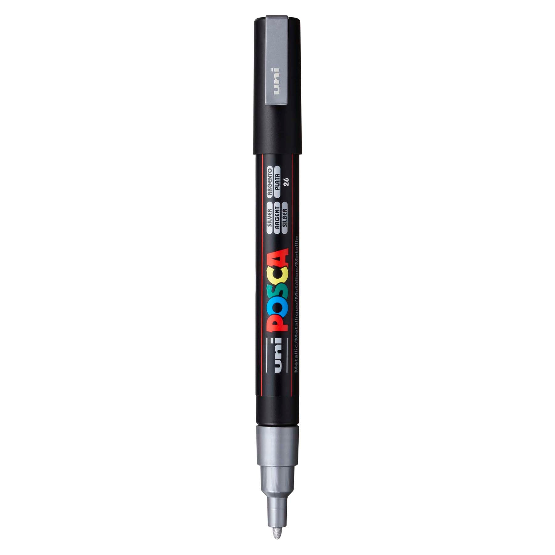 uni® POSCA PC-3M Water-Based Paint Markers, Reversible Fine Tip (0.9-1.3mm), Silver