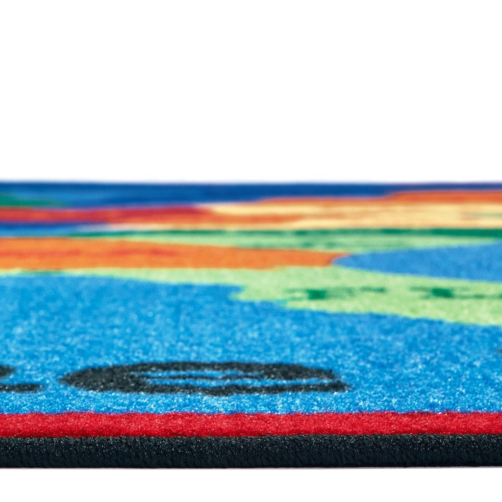 USA Map Kids Classroom Rug - 6ft x 9ft - Rectangle - Blue