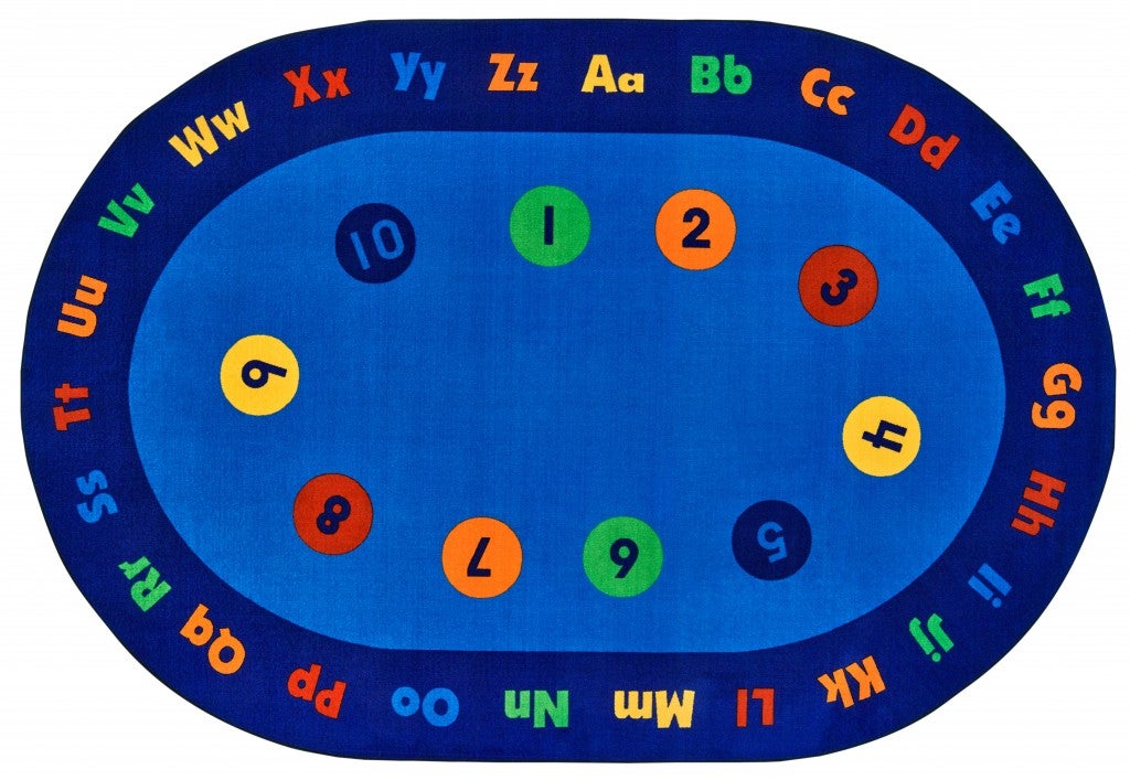 Circletime Early Learning Value PLUS Rug - Oval - Blue - 7ft 6" x 12ft