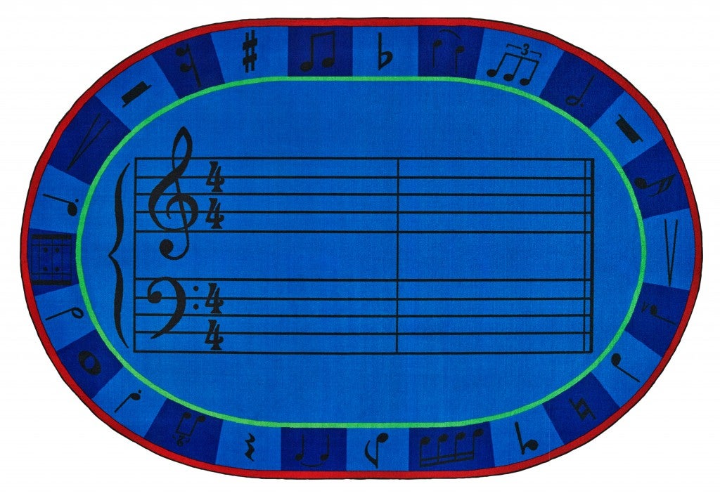 A-Sharp Music Rug - 6ft x 9ft - Oval - Blue