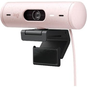 Logitech Brio 500 Full HD webcam, auto framing, noise-reducing mics, privacy shutter, streaming &amp; video calling, Rose