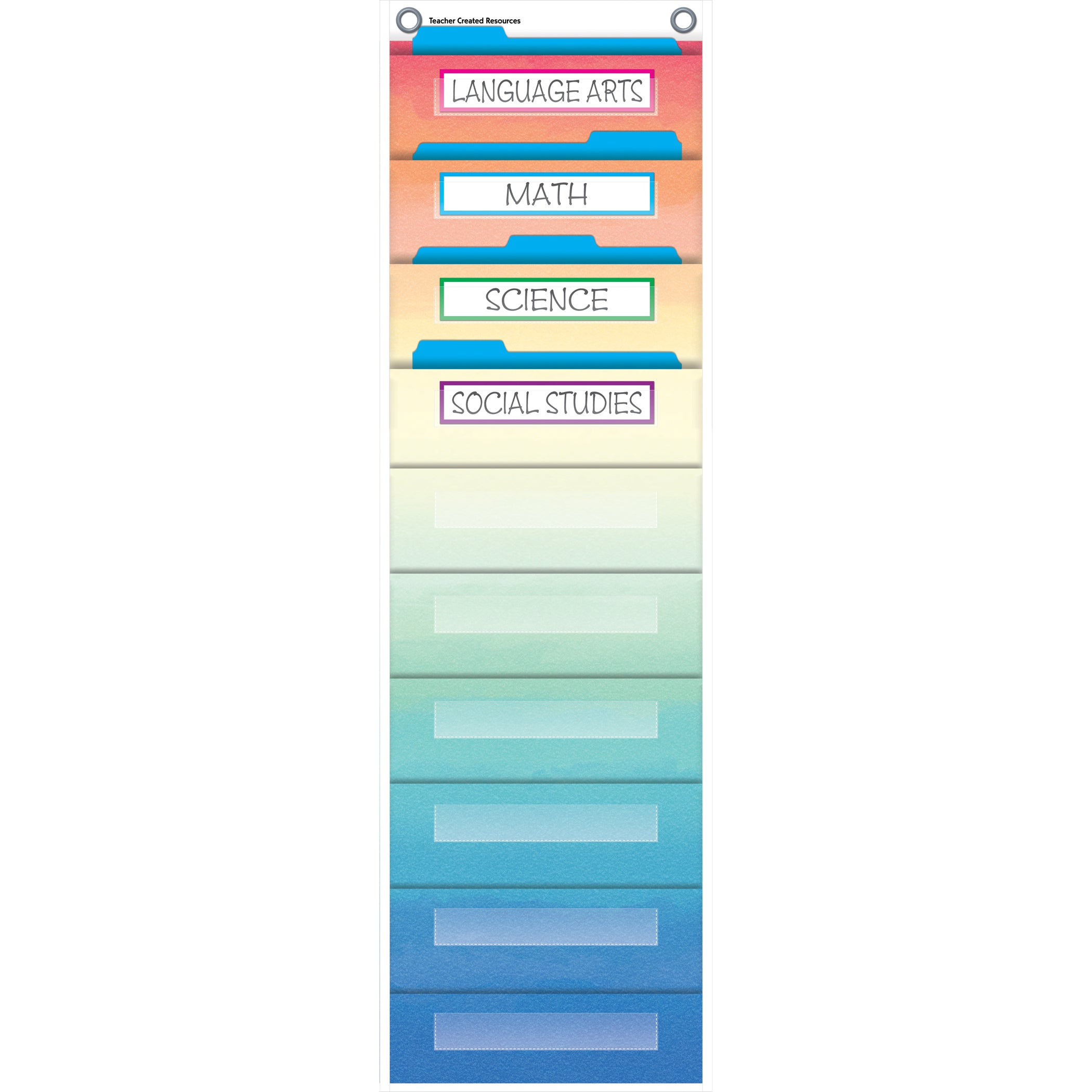 Watercolor 10 Pocket File Storage Pocket Chart (14" x 58")