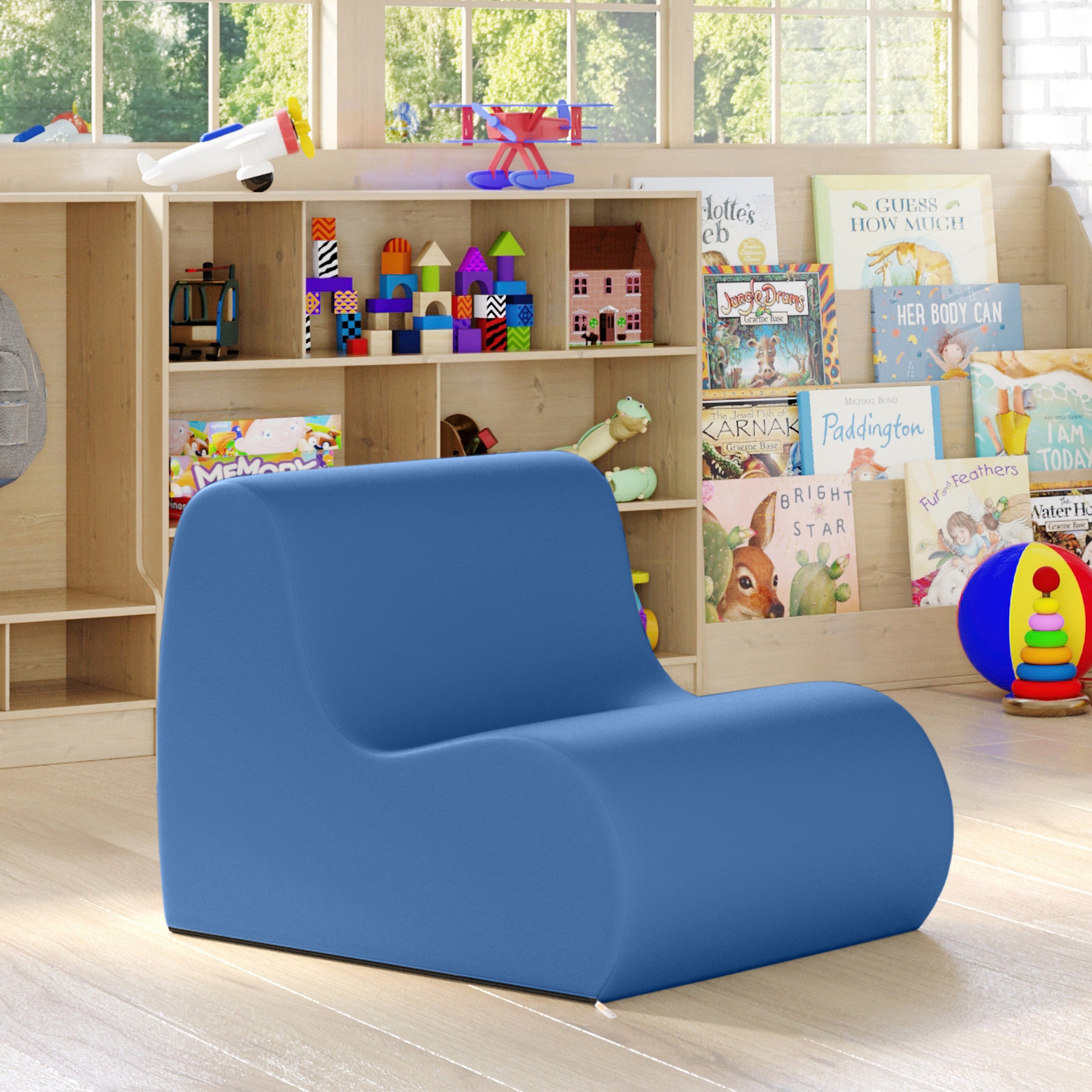 Jaxx Midtown Small Classroom Soft Foam Chair - Premium Vinyl Cover, Royal Blue