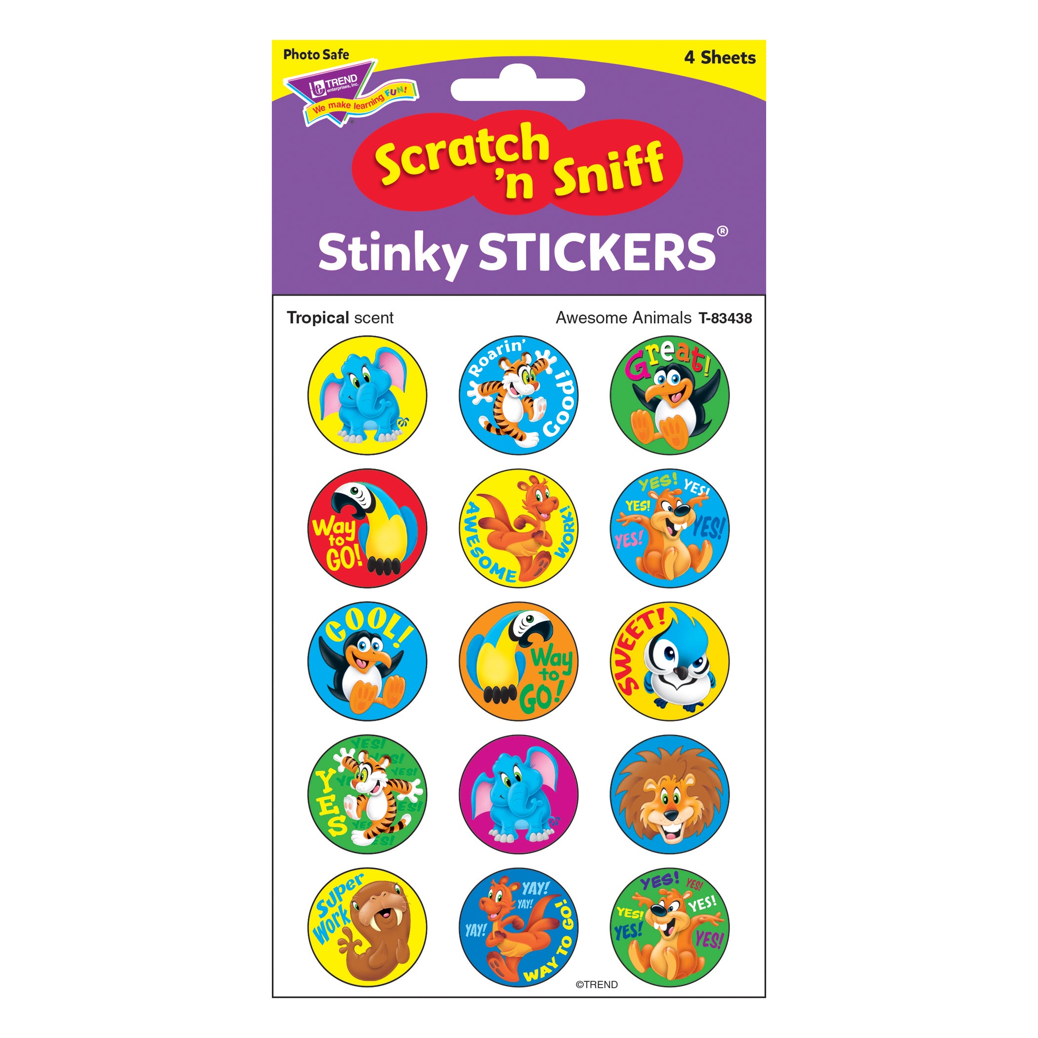 Awesome Animals/Tropical Stinky Stickers®, 60 ct.