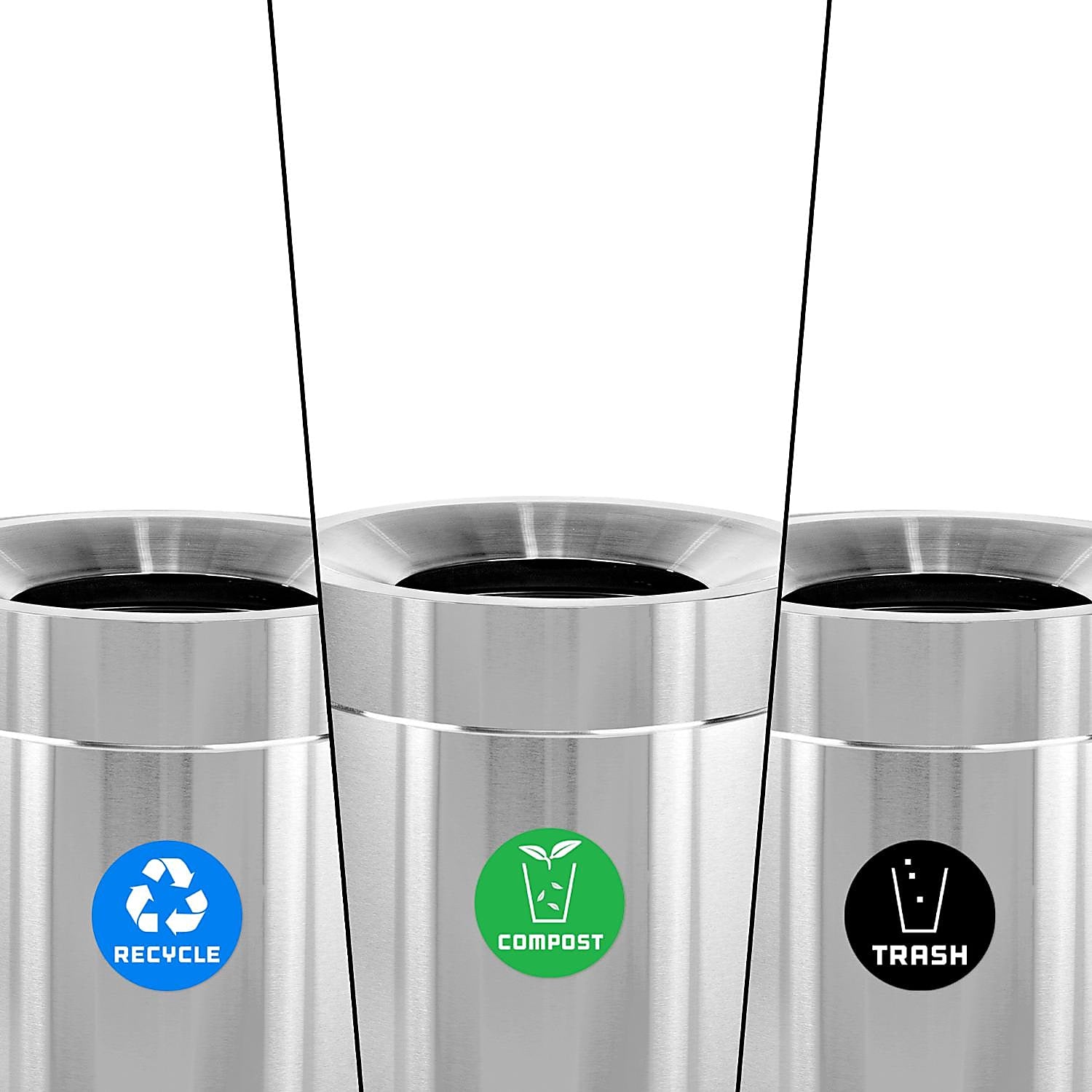 50 Gallon Stainless Steel Compost Bin, Recycling Can, and Trash Receptacle