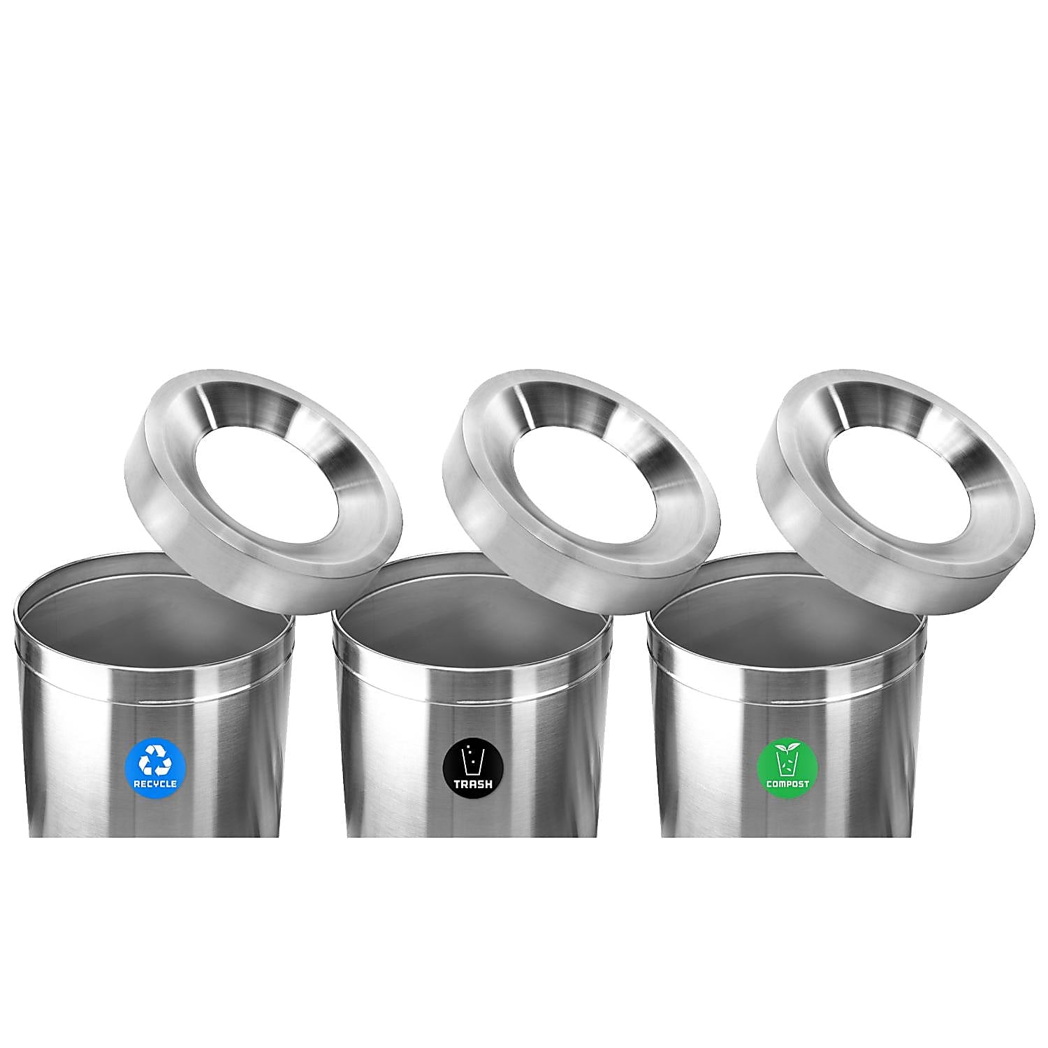 50 Gallon Stainless Steel Compost Bin, Recycling Can, and Trash Receptacle