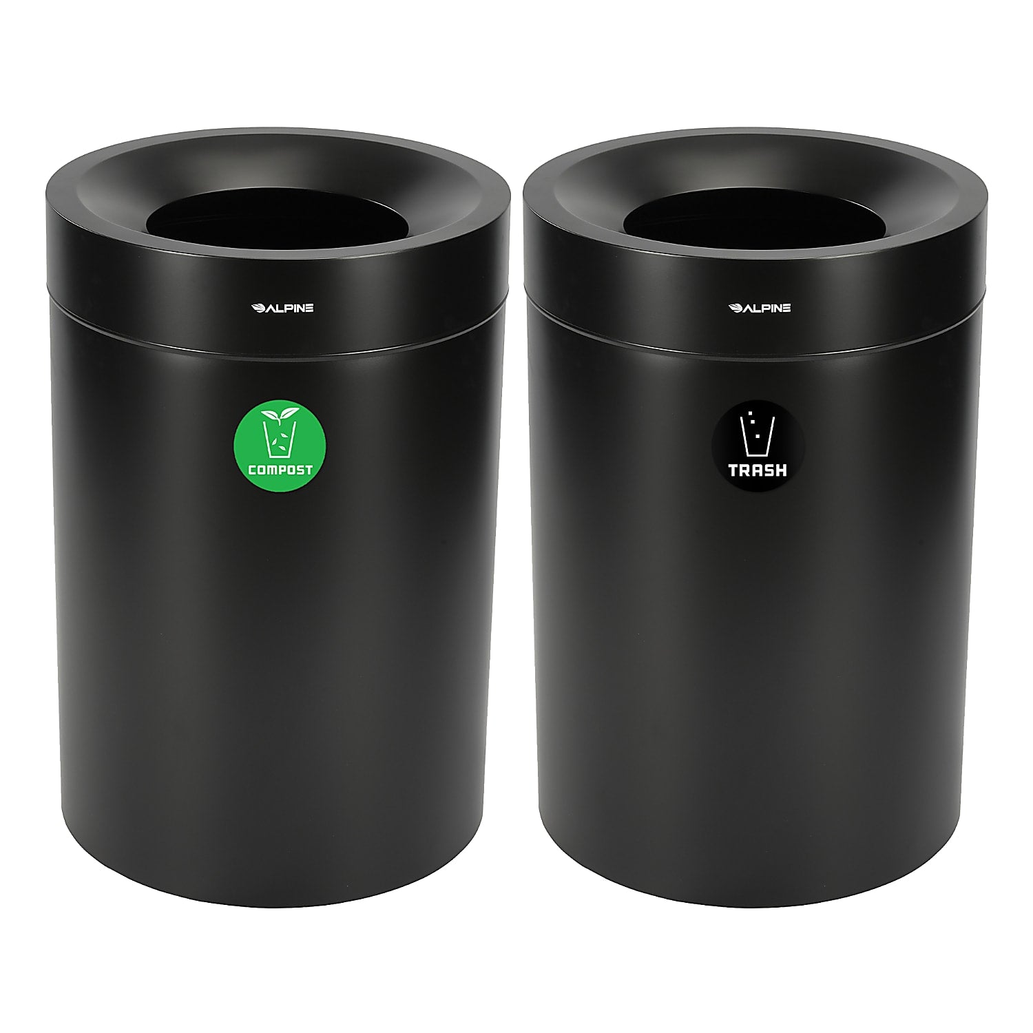 50  Gallon Stainless Steel Compost Bin and Trash Can (Black)