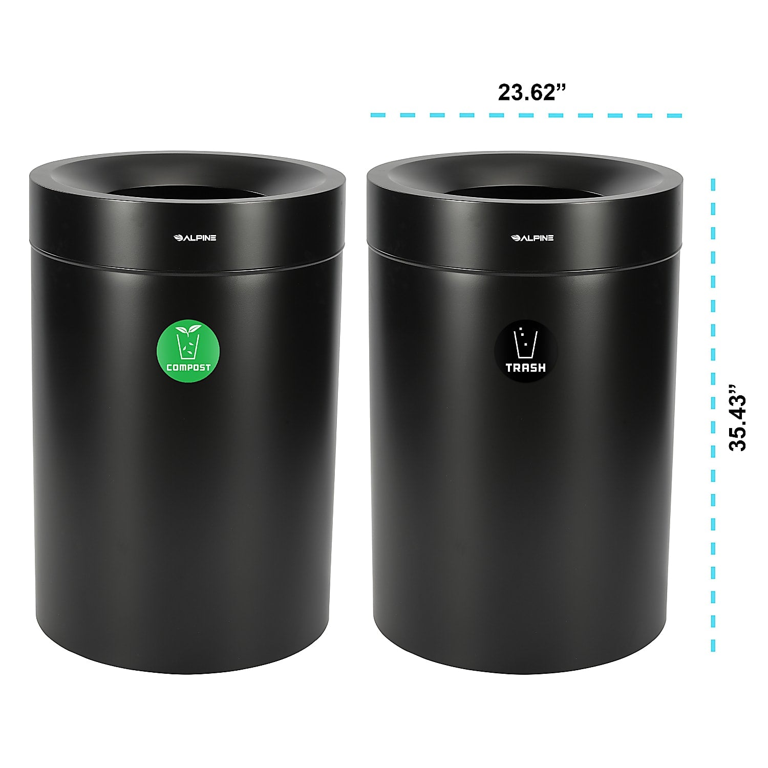 50  Gallon Stainless Steel Compost Bin and Trash Can (Black)