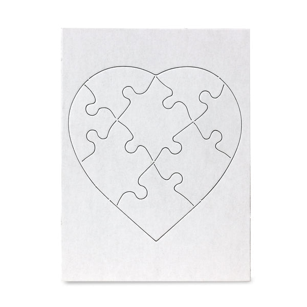 Blank Puzzle - 8pcs, 6"x8", Heart Shape - 6 puzzles w/ envelopes