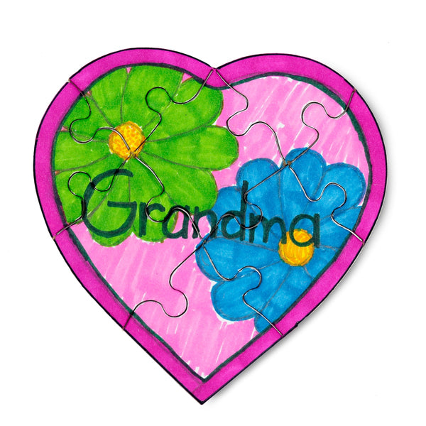 Blank Puzzle - 8pcs, 6"x8", Heart Shape - 6 puzzles w/ envelopes