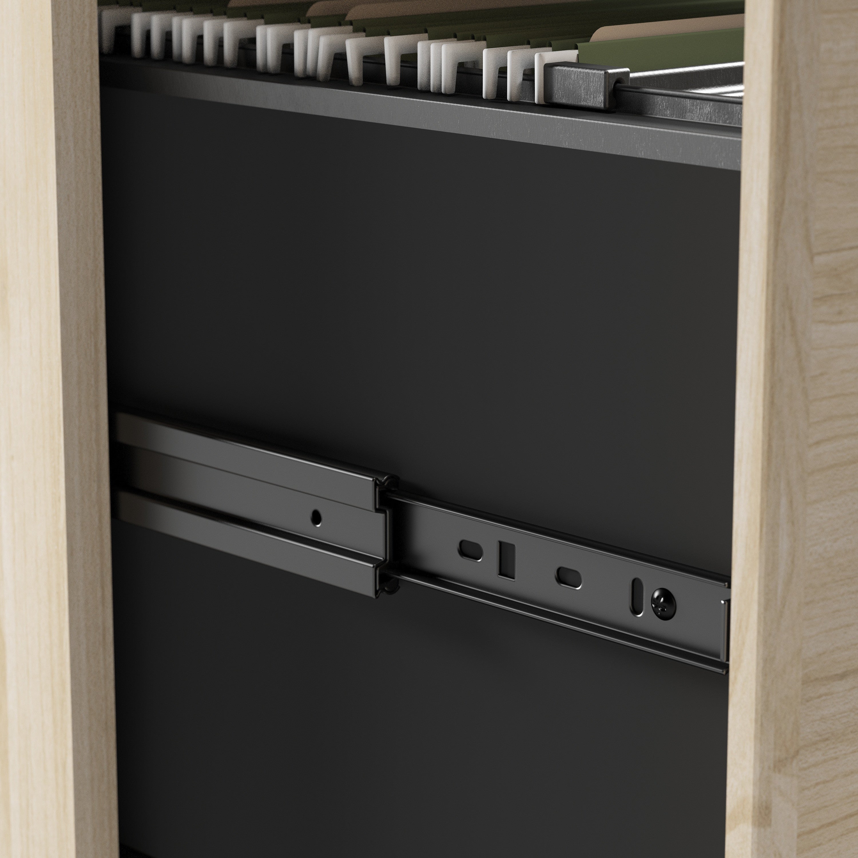 Bush Business Furniture Studio C 2 Drawer Mobile File Cabinet in Natural Elm - Assembled - 15.71" Width x 20.2" Depth x 27.79" Height